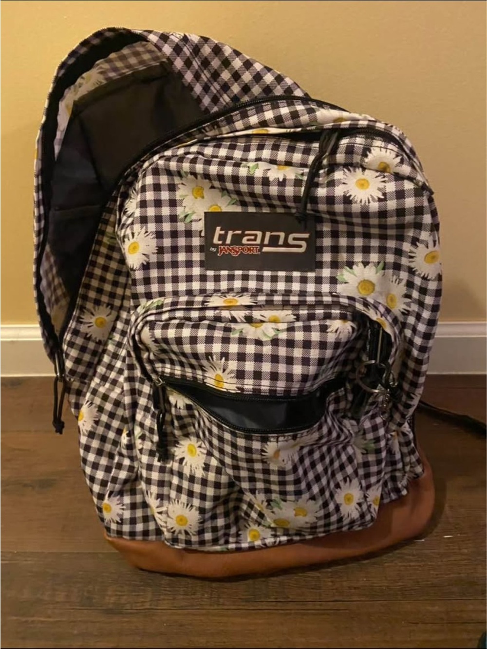 Black & White Gingham Daisy Backpack